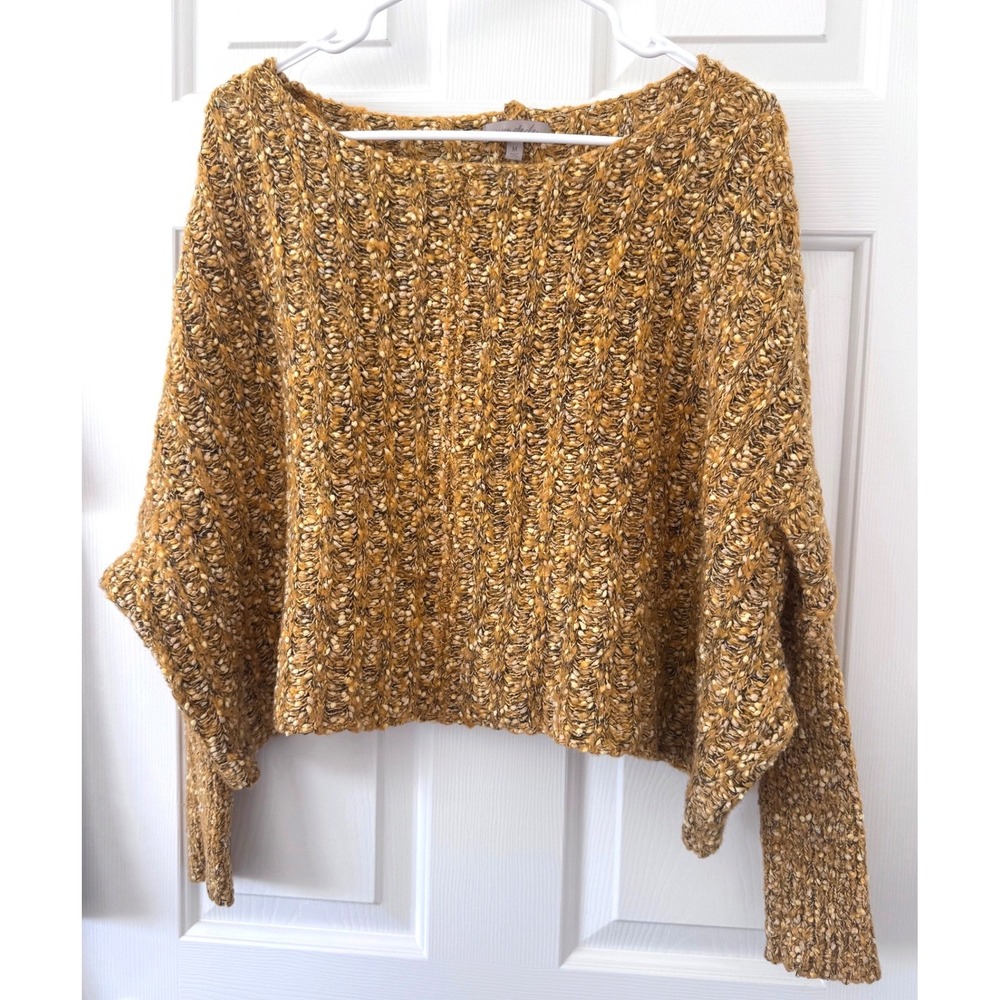 Wonderly‎ Pullover Yellow Toned Sweater Size M Chunky Knit Oversized Boat Neck